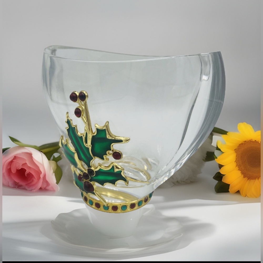 Teleflora 24% Lead Crystal Candy Bowl Vase Fine Bohemian Crystal Czech Republic